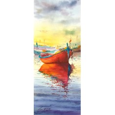 Shaima Umer, 10 x 22 Inches, Watercolor on Paper, Seascape Painting, AC-SHA-086
